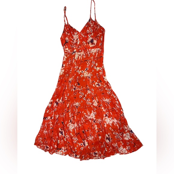 Lily and Lionel & Free PeopleGodet Slip Dress Floral Red Maxi - Picture 2 of 5